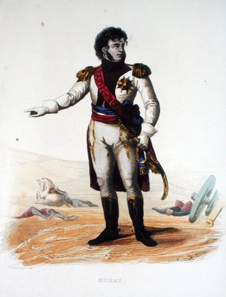 ヨアヒム・ムラット（1767年頃～1815年）の肖像（E.Mennechet作「Le Plutarque Francais」より）。 作： アルマンド（後）ギレミノット