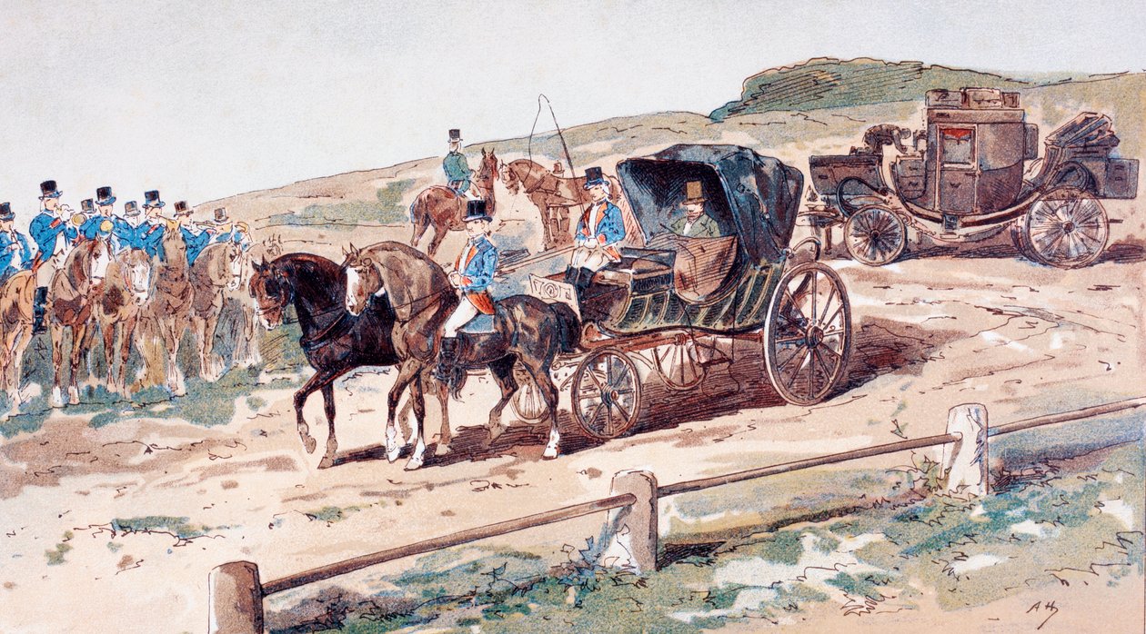 馬車に乗ったポスティリオン、19世紀、1886年 作： アルマンジャンハインズ