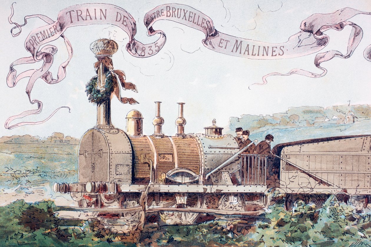 1835年、1886年にブリュッセルからメクリンへの始発列車を祝う写真 作： アルマンジャンハインズ