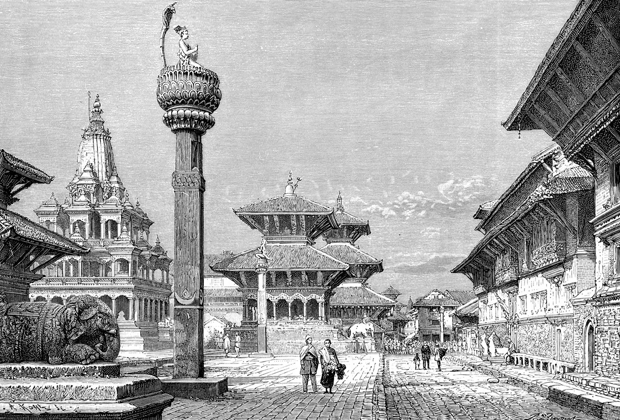ネパール、パタンの寺院、1895年。 作： アーマンド・コール