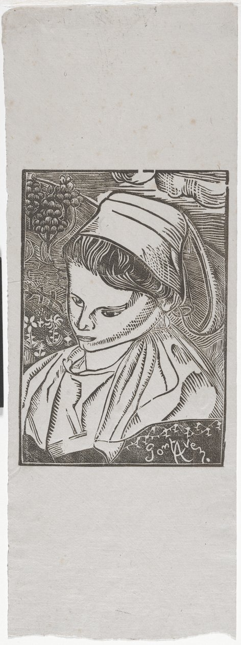 Bretonne de Pont-Aven（Pont-Avenのブルトンの女性）c.1896（木版画） 作： アルマン・セガン