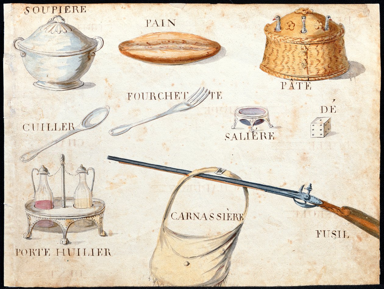 「1814年のフランスのアルファベットの本」からのイラスト、パブ。チャールズプラントファインアーツ、1814年 作： アルノー・ド・ボーリガード
