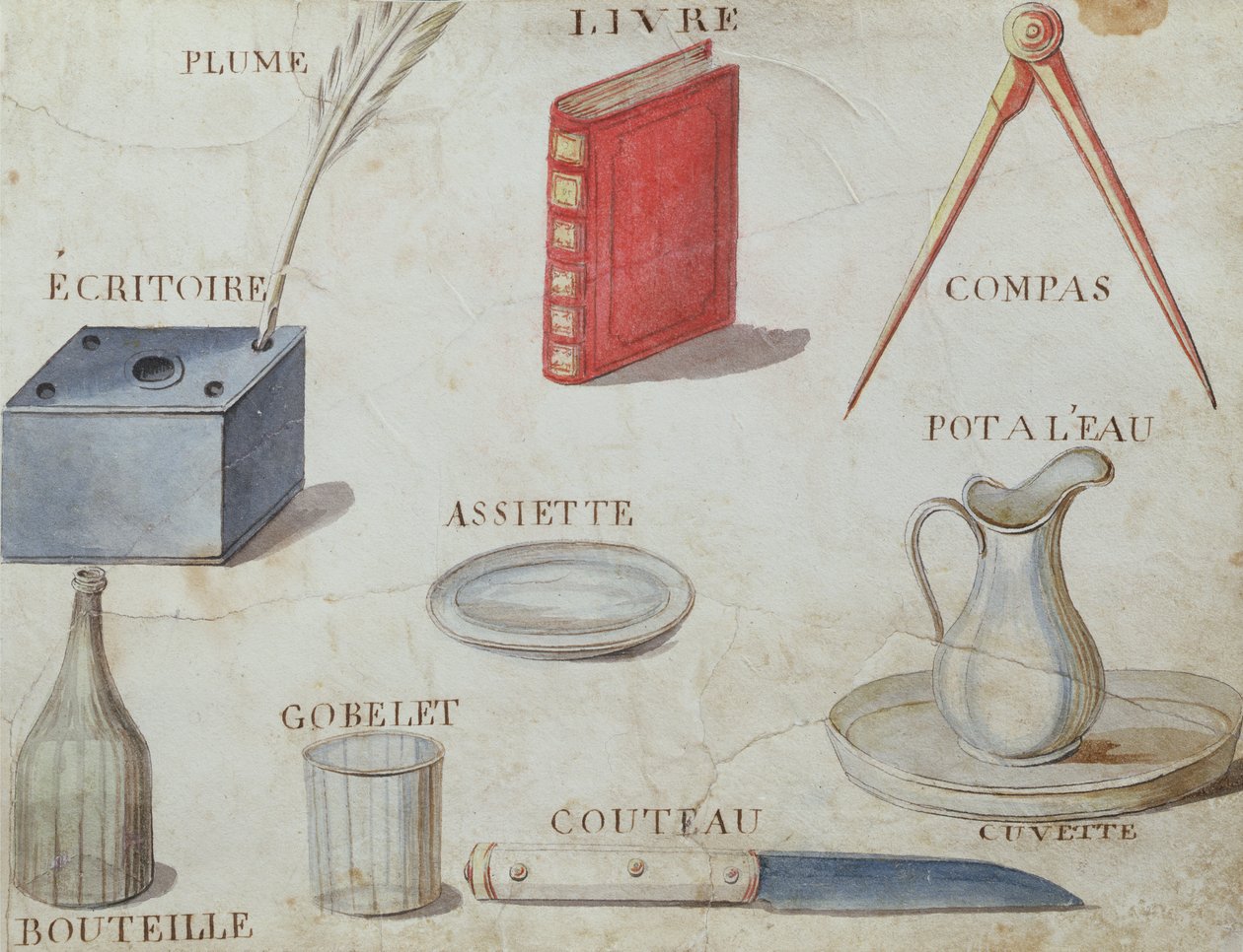 「1814年のフランスのアルファベットの本」からのイラスト、パブ。チャールズプラントファインアーツ、1814年 作： アルノー・ド・ボーリガード