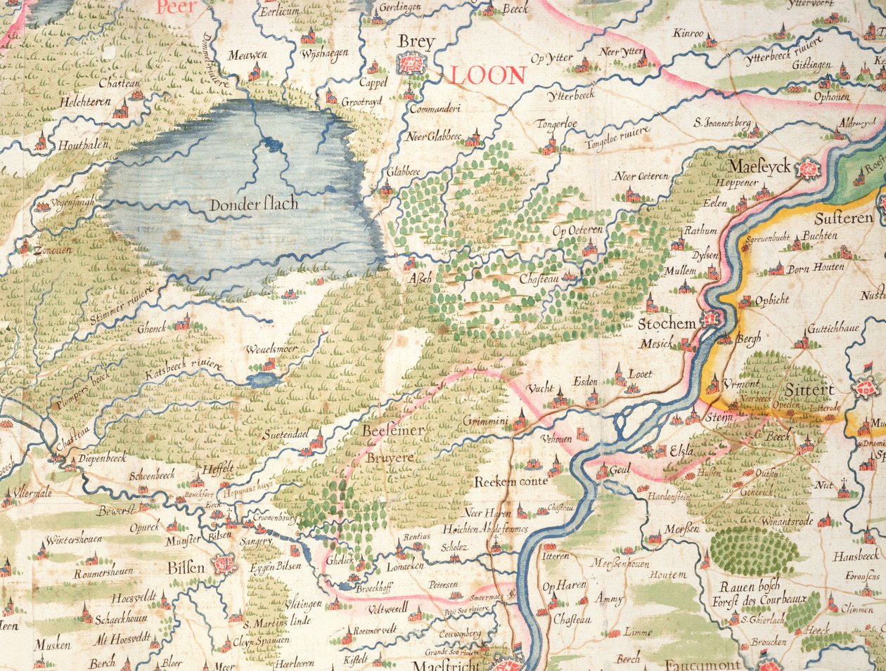 「アトラスデリシュリュー」として知られる「30年戦争（1618-48）」当時のフランダースの地図 作： アーノルド・フロレント・ヴァン・ラングレン