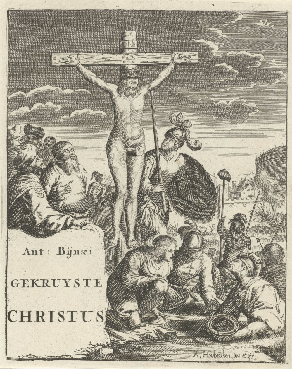 十字架上のキリスト タイトルページ: A. Bynaeus, Crossed Christ, 1725 作： アーノルド・ウブラケン