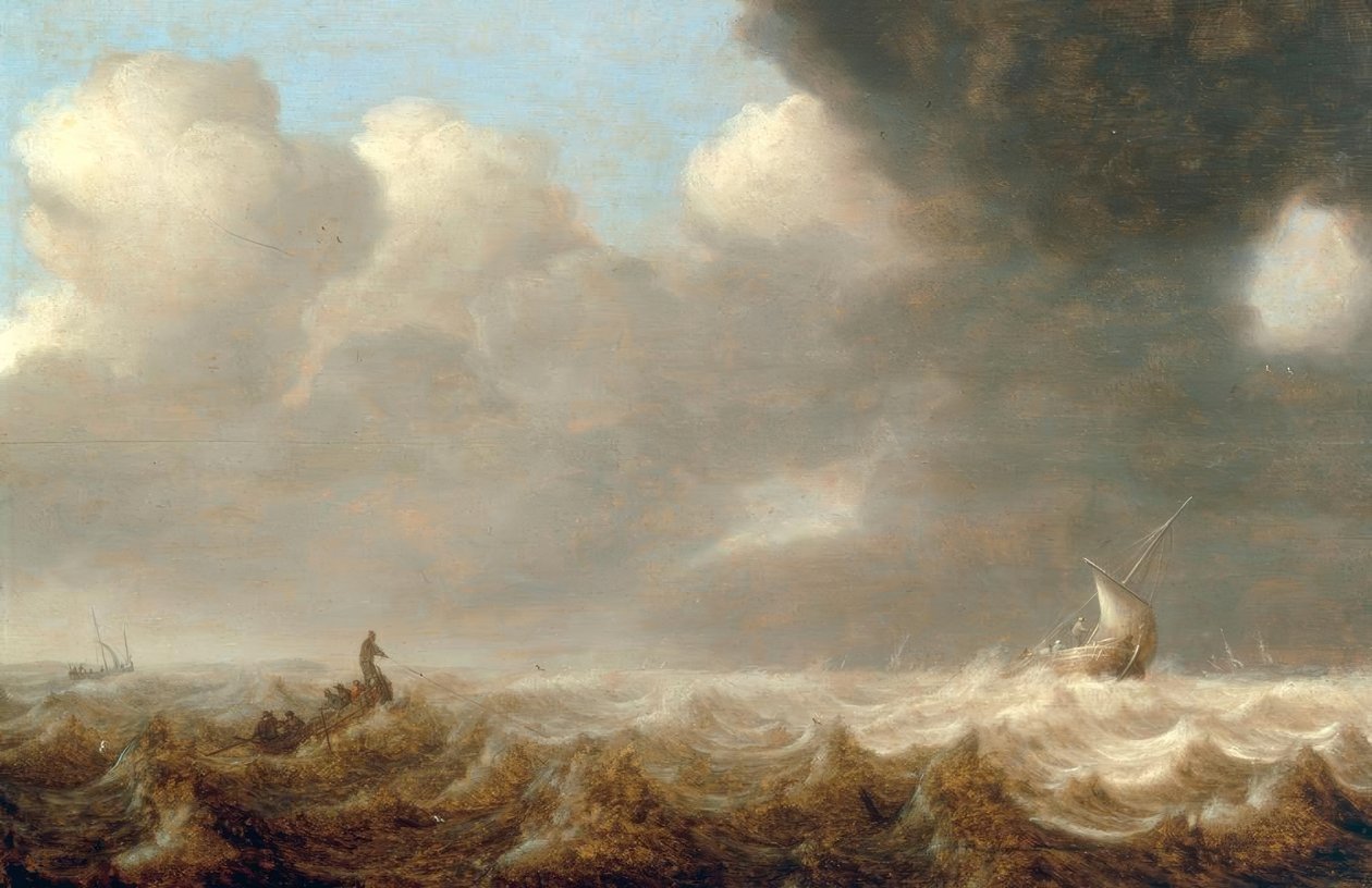荒れた海の漁船 作： アーノルドス・ファン・アントニッセン
