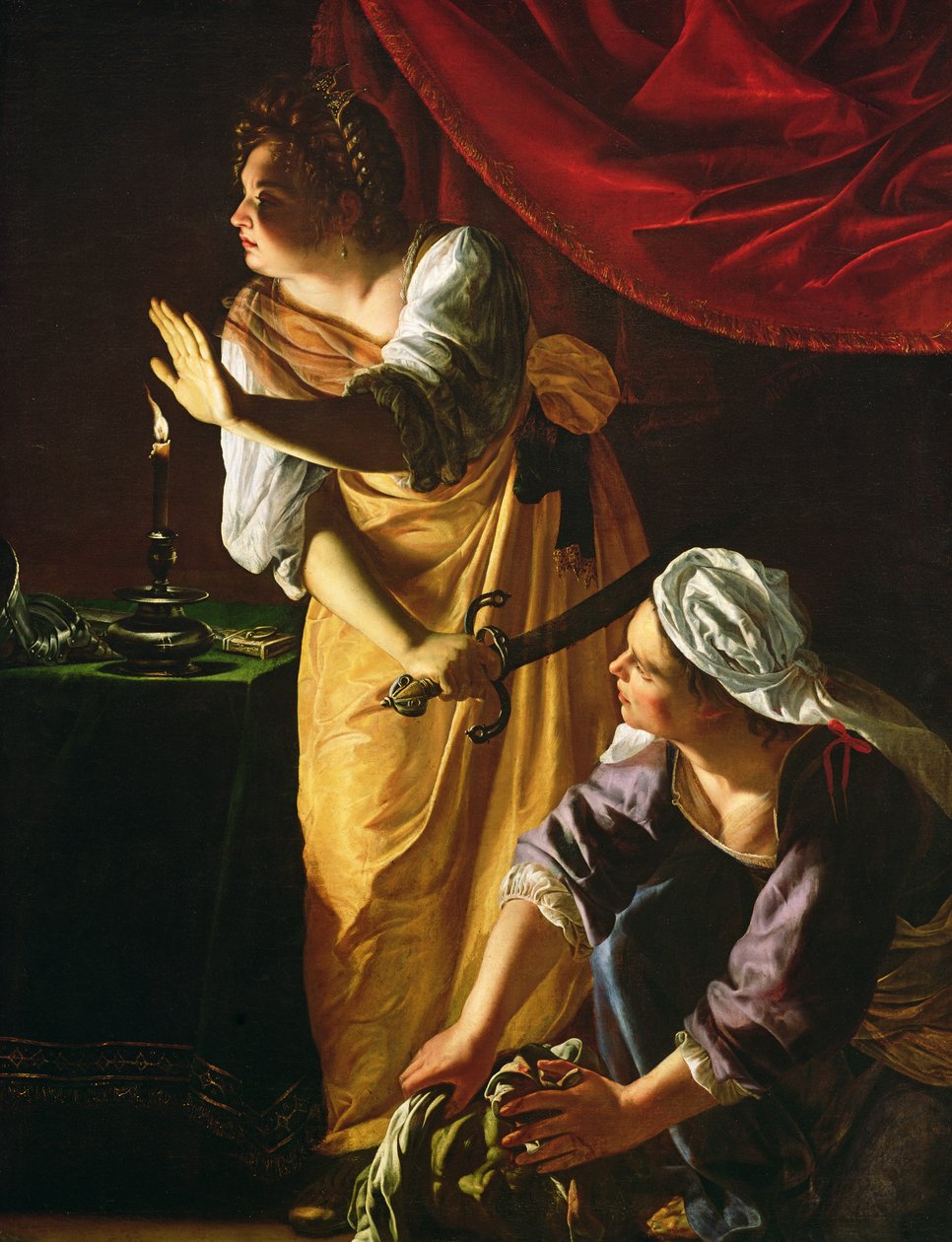 ジュディスと乙女、ホロフェルネスの頭、1625年頃 作： Artemisia Gentileschi