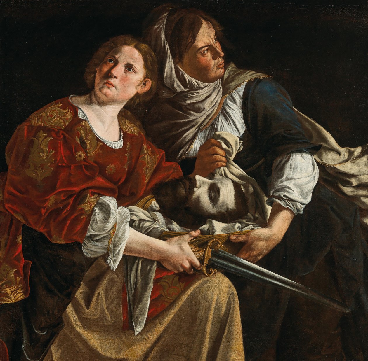 ホロフェルネスの首と使用人を持つジュディス。 作： Artemisia Gentileschi