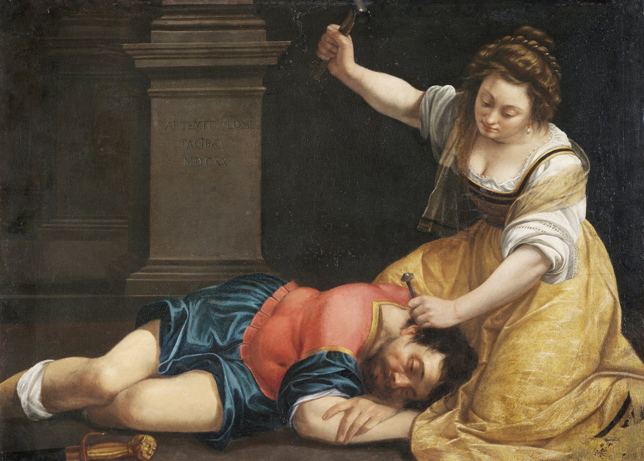 Yael tuant Sisera - Jael and Sisera by Gentileschi, Artemisia (1598-1653), c. 1620 - 油彩・キャンバス, 86x125 - Szepmuveszeti Muzeum, Budapest 作： Artemisia Gentileschi