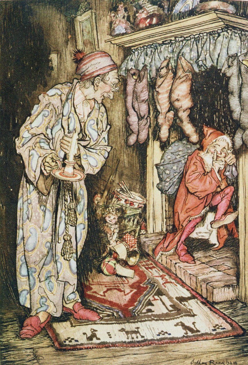 クリスマスイラスト、クレメントC.ムーアによる「クリスマスの前の夜」1931年 作： アーサー・ラッカム
