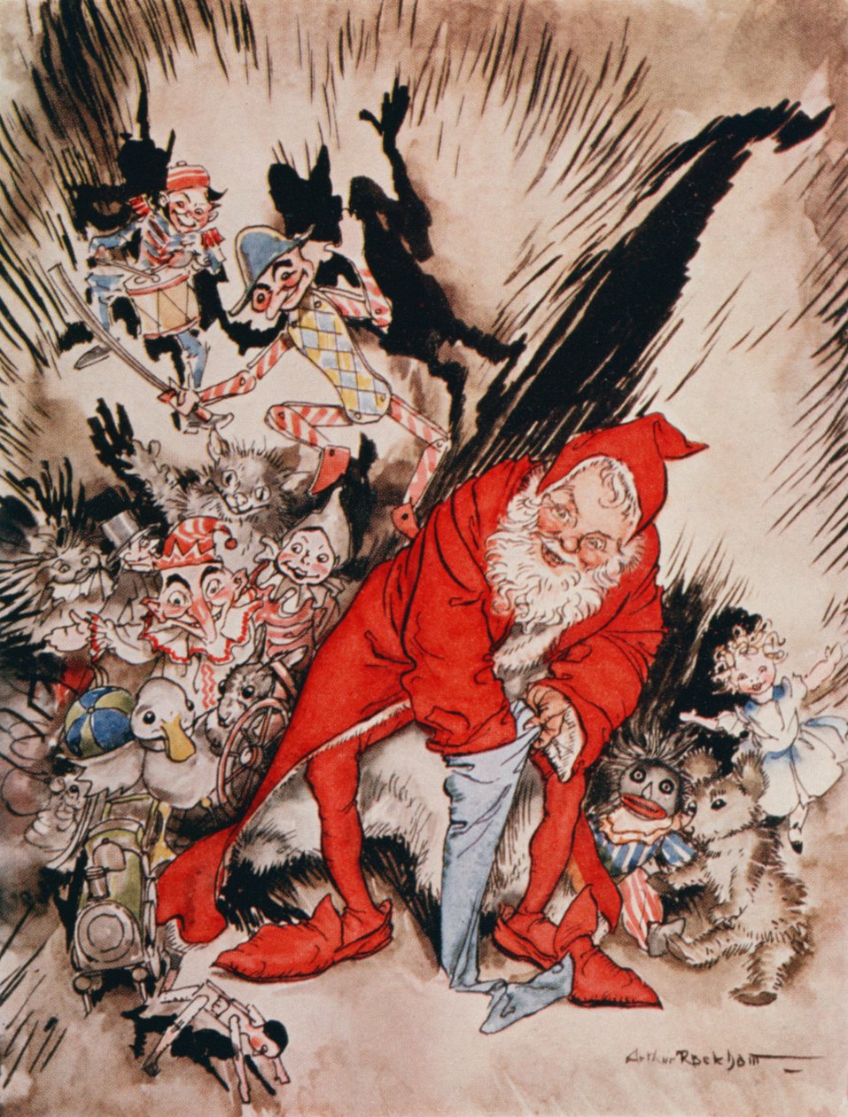 クリスマスイラスト、1931年クレメントC.ムーアの「クリスマスの前の夜」より 作： アーサー・ラッカム