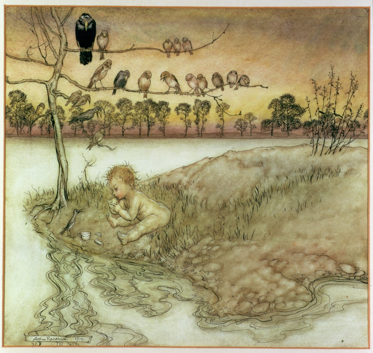1912年のJMバリーによる「ケンジントンガーデンのピーターパン」のイラスト 作： アーサー・ラッカム