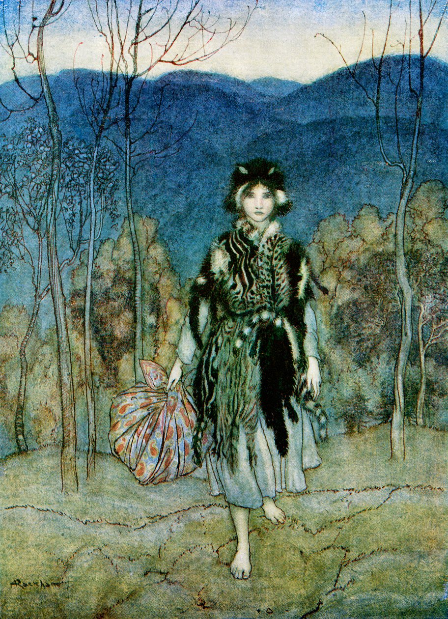 1927年のFAスチールによる英語のおとぎ話の原作、キャッツキンの物語のイラスト 作： アーサー・ラッカム