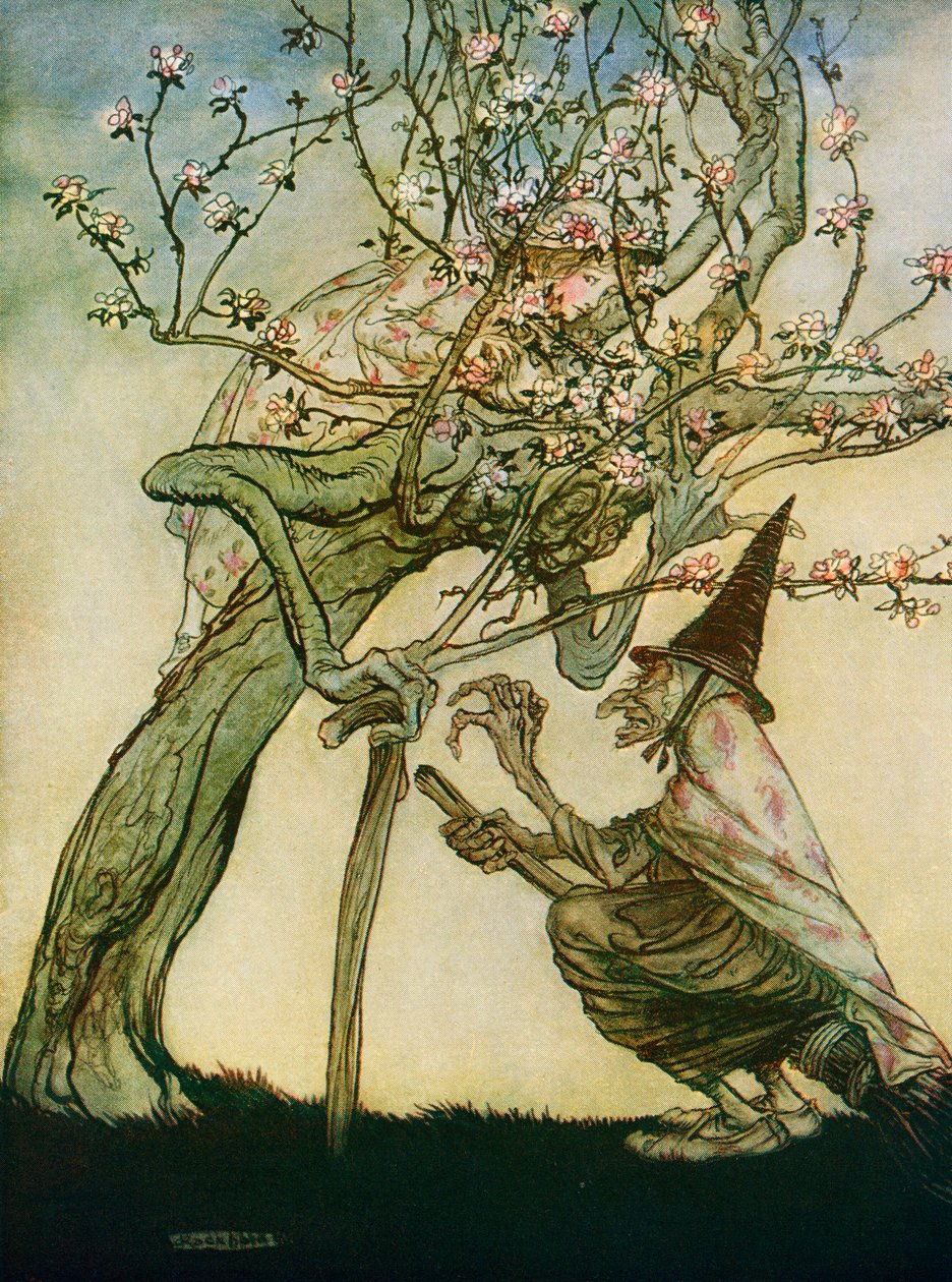 1927年にFAスティールによって再版された英語の童話の本からの2人の姉妹の物語のイラスト 作： アーサー・ラッカム