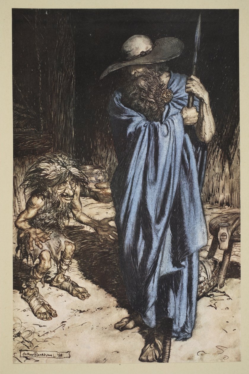Mime and the Wanderer、 『Siegfried and The Twilight of the Gods』、1910年 作： アーサー・ラッカム