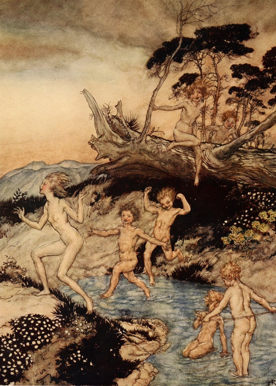 ナサニエルホーソーンによる「女の子と男の子のためのワンダーブック」のイラスト、1928年 作： アーサー・ラッカム
