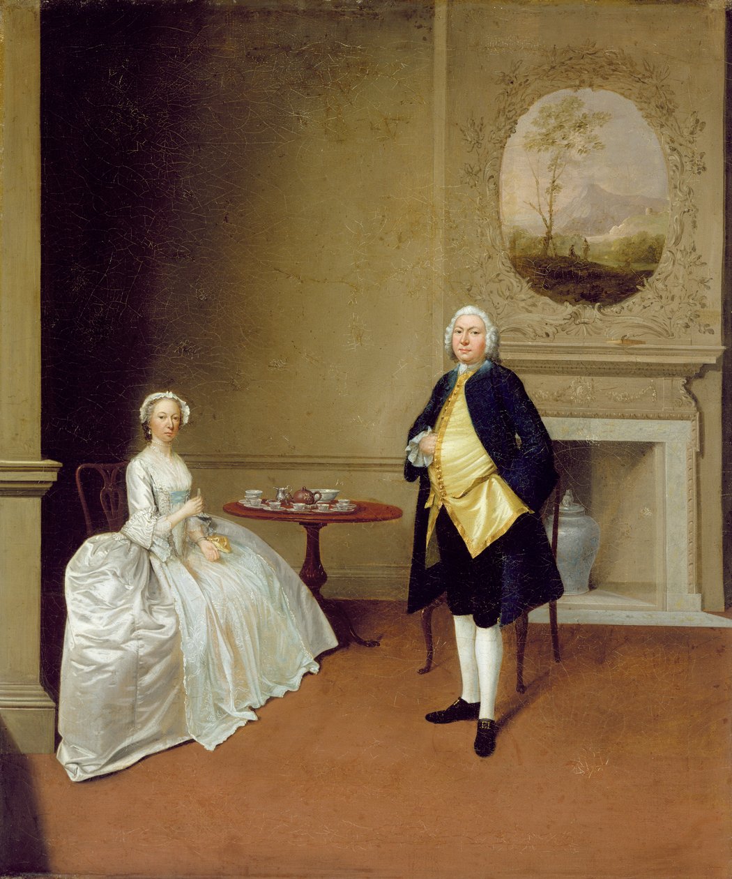 ヒル夫妻、c.1750-51（帆布に油彩） 作： アーサー・デヴィス