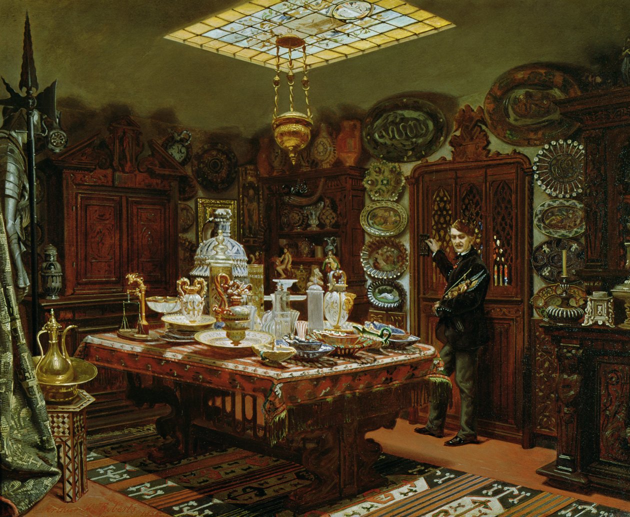 ムッシュソヴァージュのコレクションルームのインテリア（1856年） 作： アーサー・アンリ・ロバーツ