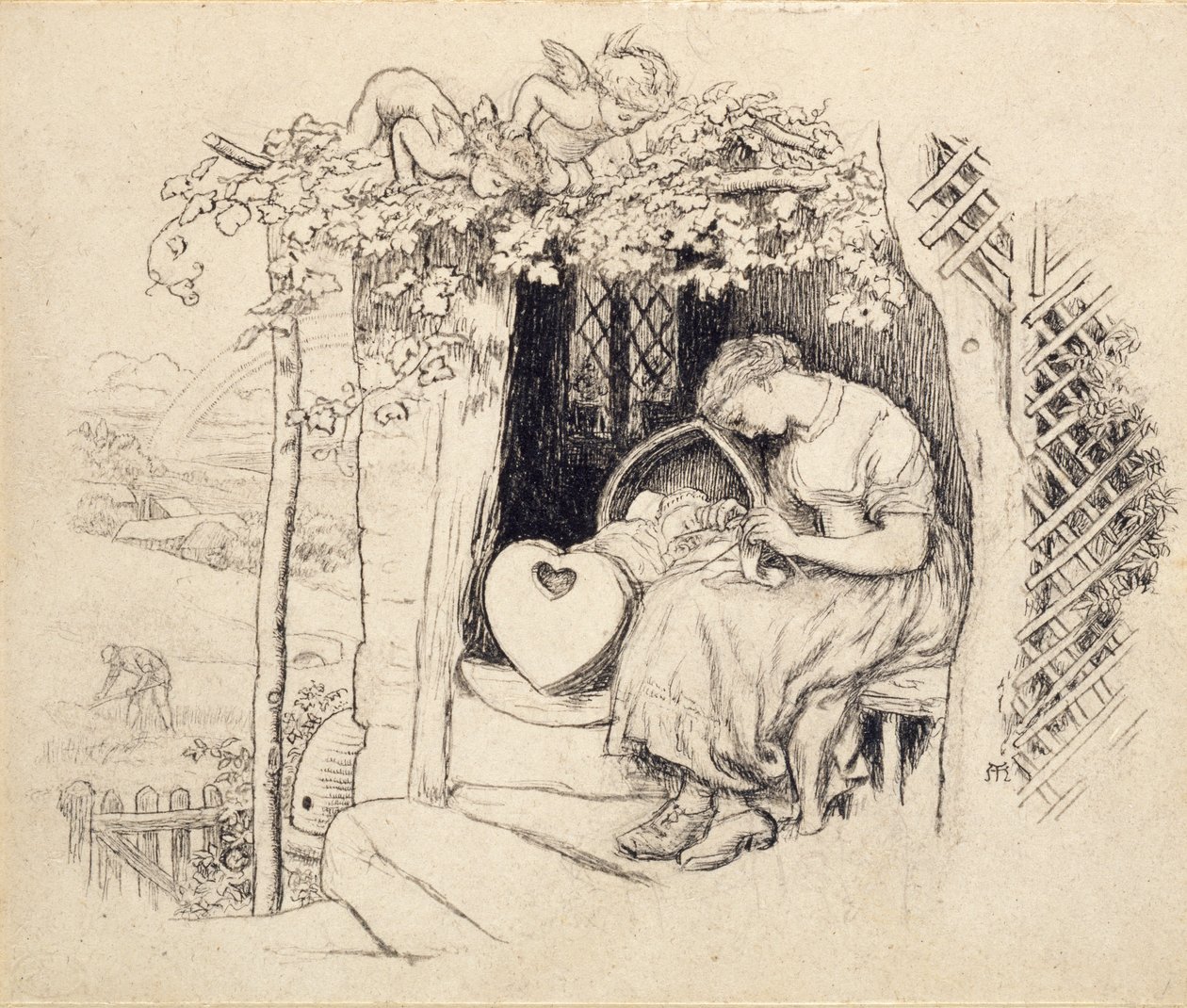 By the Cradle, 1873 作： アーサー・ヒューズ