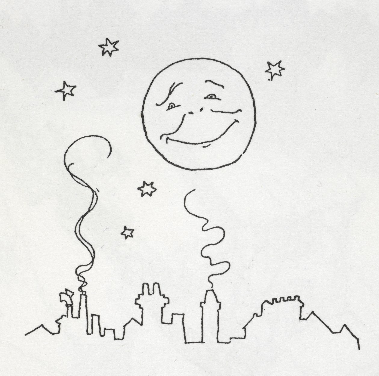 Uma lua sorridente sobre os telhados 作： アーサー・ラッカム