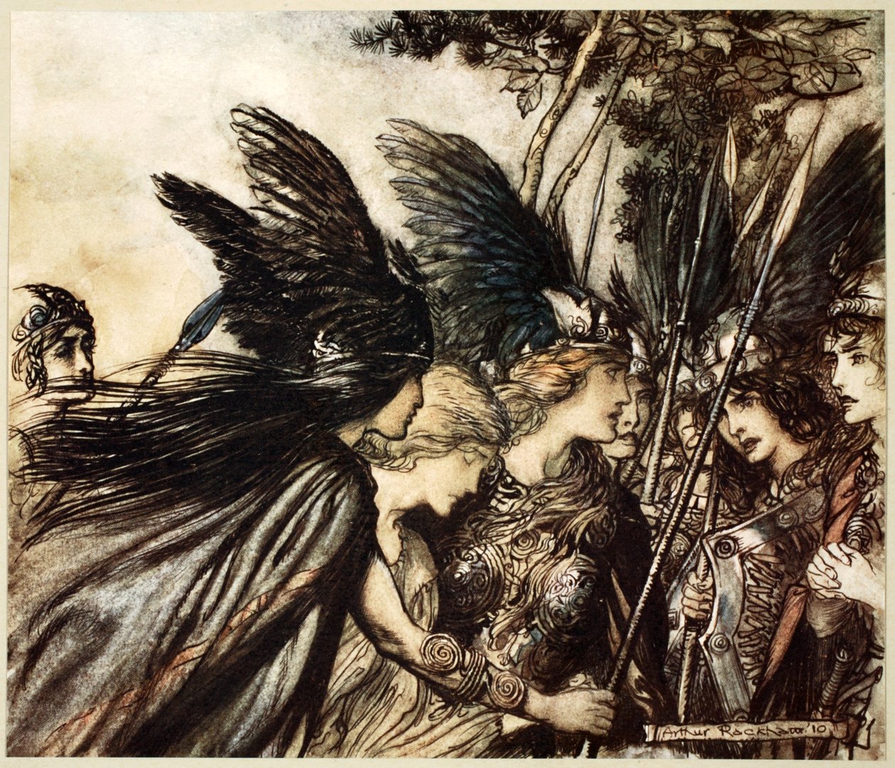 「私は初めて逃げ、追われる」、1910年。 作： アーサー・ラッカム
