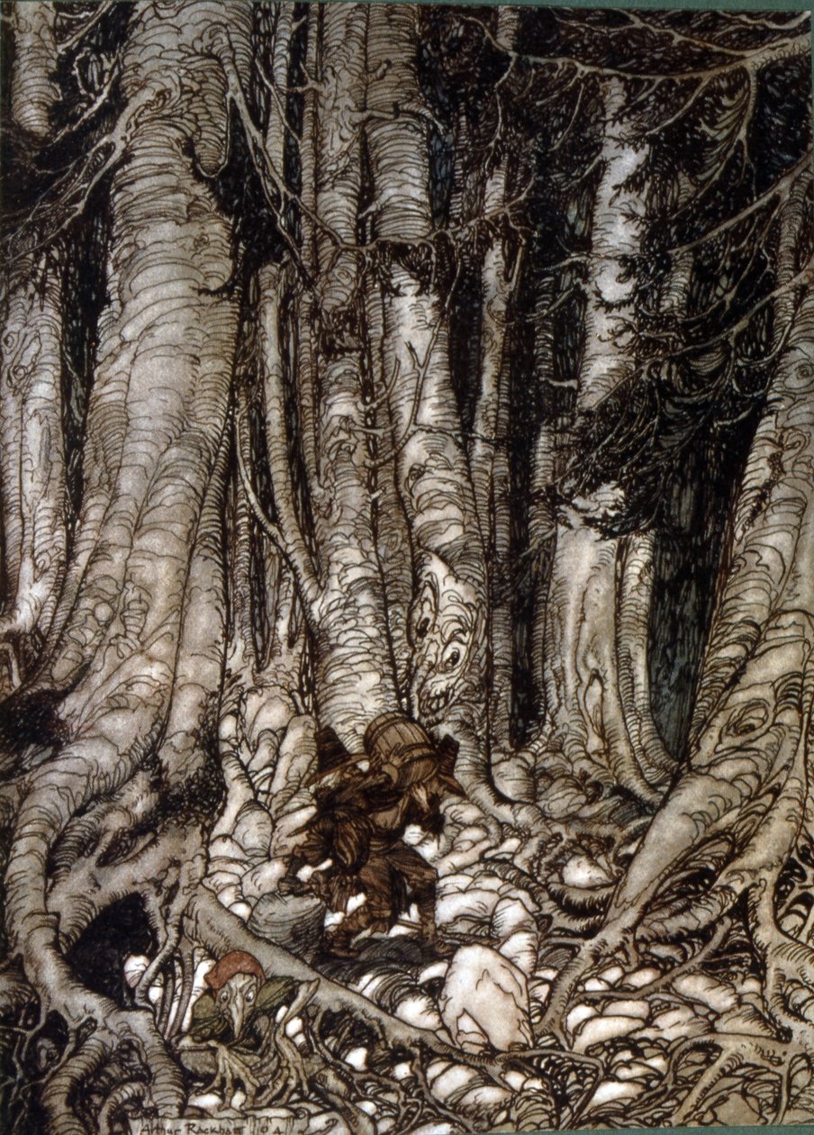 1819年に出版されたアメリカの作家Washington Irvingの短編小説「Rip Van Winkle」をArthur Rakhamが描いたもの。 作： アーサー・ラッカム