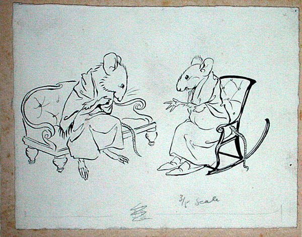 ハンス・アンダーソン童話集』（1932年刊）の「ソーセージペグのスープ」の挿絵（紙にペンとインク）。 作： アーサー・ラッカム