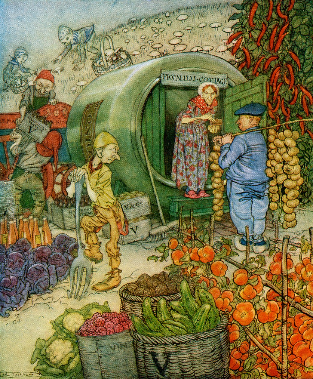 1927年に発表されたFAスチールの「English Fairy Tales Retold」のVinegar At Home夫妻 作： アーサー・ラッカム