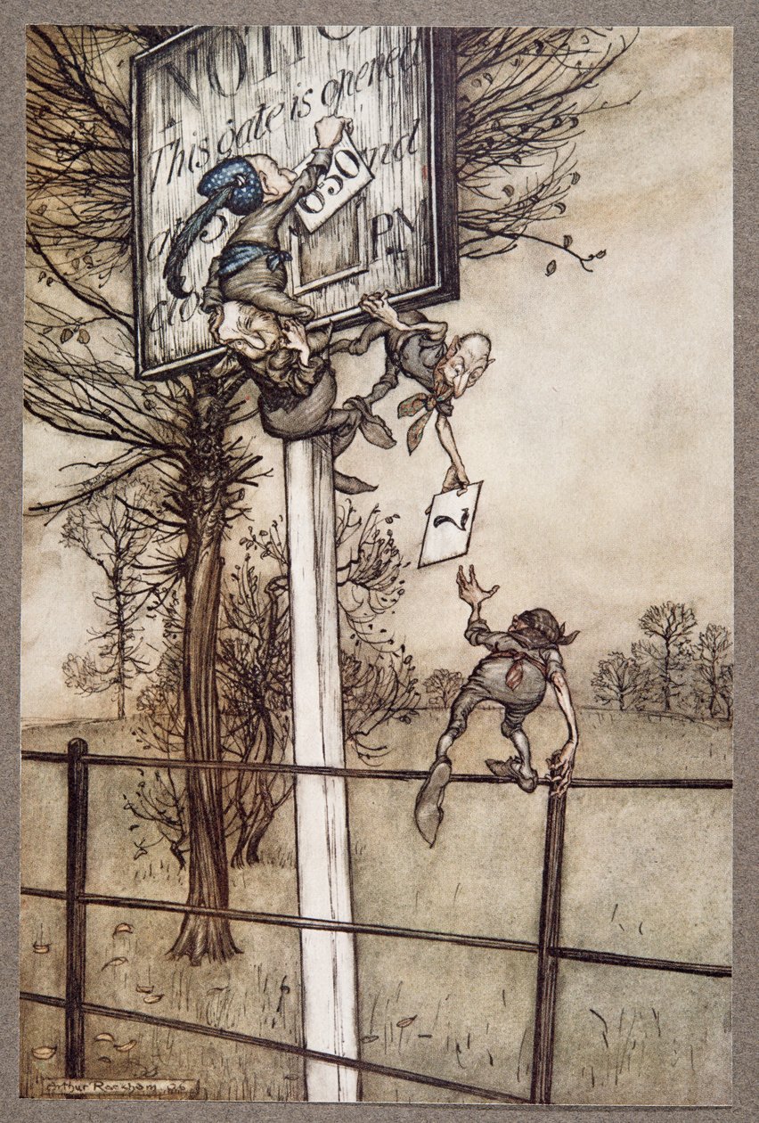 これらのトリッキーな妖精は時々ボールナイトでボードをずるいように変えます...、JM Barrie（1860-1937）、パブによるケンジントンガーデンのピーターパンから。 1906 作： アーサー・ラッカム