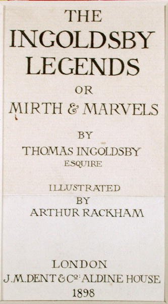 トーマス・インゴールズビー著『The Ingoldsby Legends, or Mirth and Marvels』のタイトルページ（1898年発行、紙にペンとインク）。 作： アーサー・ラッカム