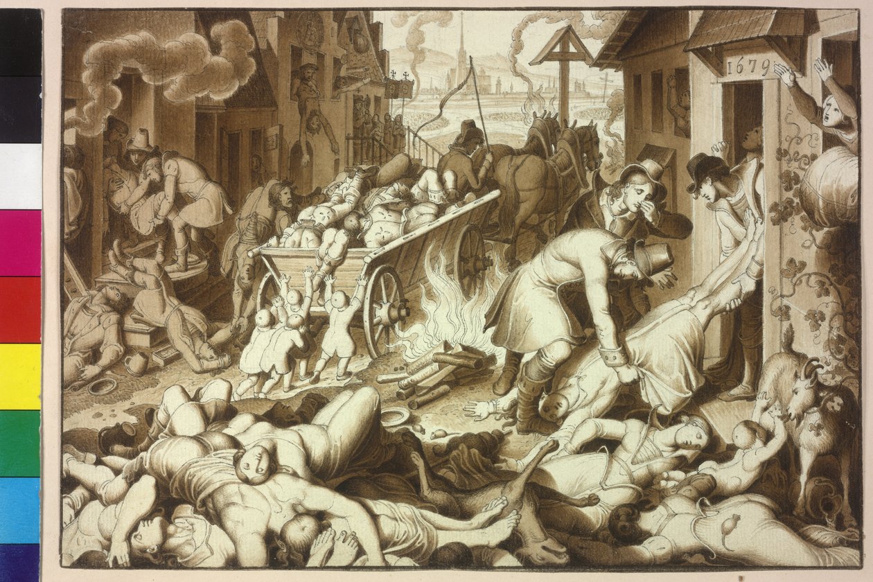 1679年1月～11月、ウィーンで122.849人がペストで死亡。 作： アーティスト不明