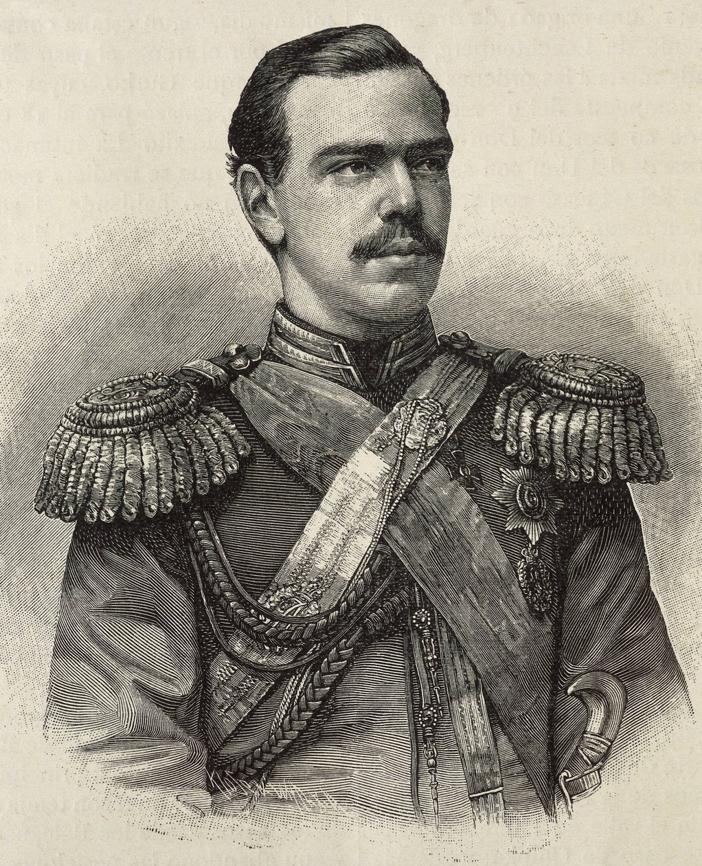 ロシア皇帝アレクサンドル3世（1845-1894）。ロシア皇帝（1881-1894）、アレクサンドル2世の息子で後継者。エングレーヴィング。 作： アーティスト不明