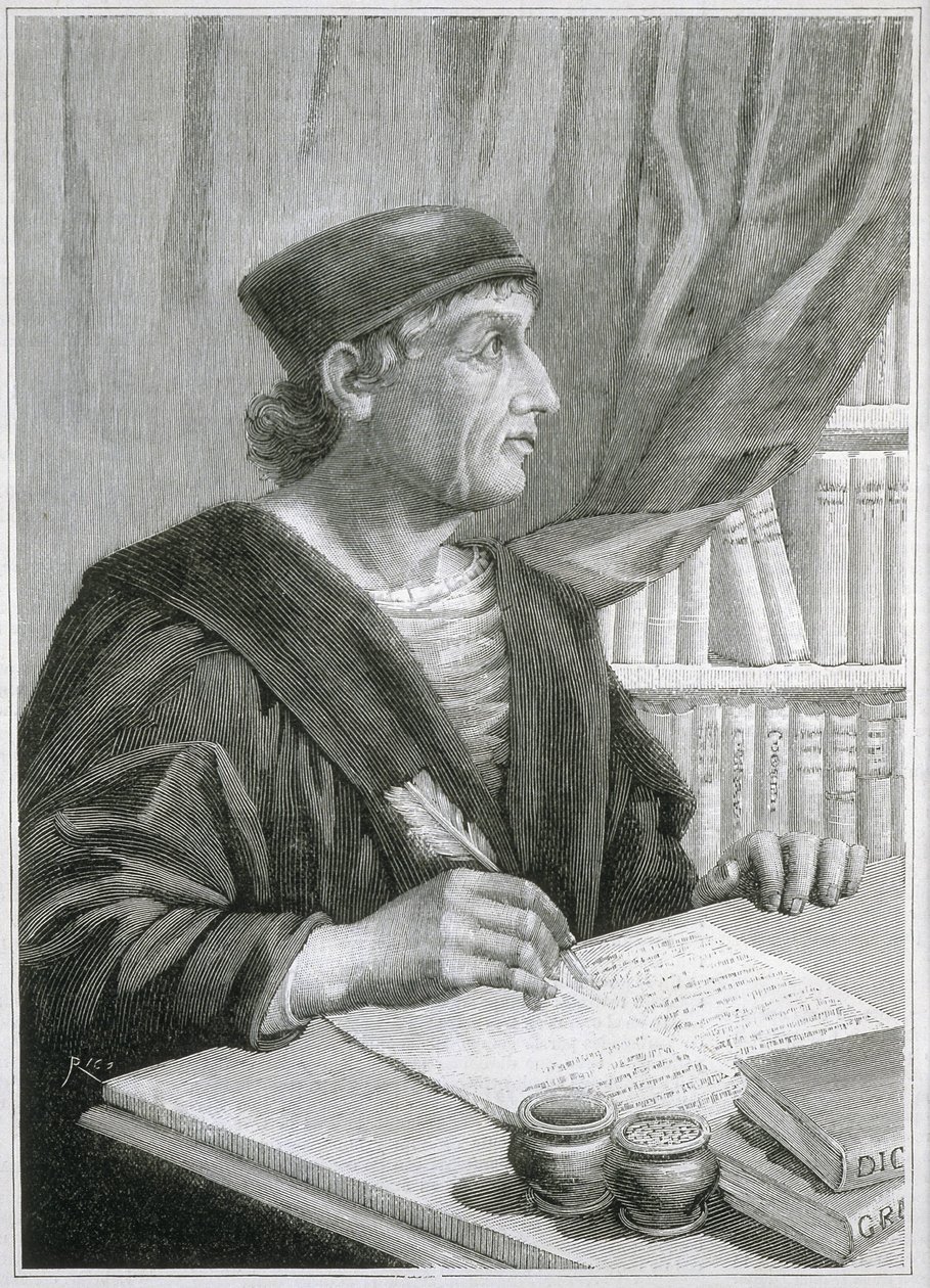 アントニオ・デ・ネブリジャ（Antonio Martinez de Cala y Xarava, Antonius Nebrissensis, Antonius Lebrixen）（1441-1522）。イギリスの人文学者、文法家。エングレーヴィング 作： アーティスト不明