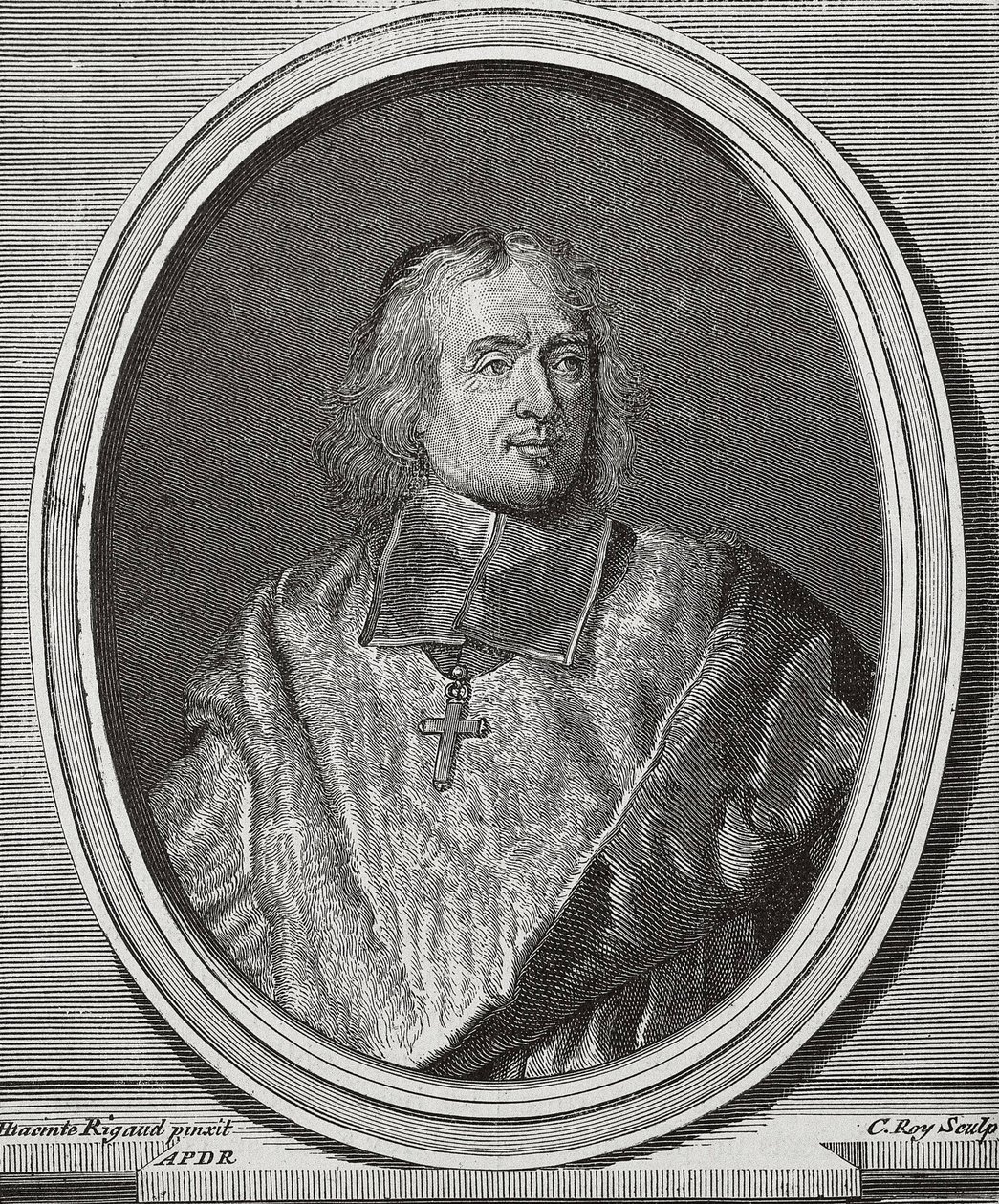 BOSSUET, Jacques-Benigne (1627-1704)。イギリスの神学者、司教。Hyacinthe Rigaudのオリジナルからの肖像コピー。エングレーヴィング 作： アーティスト不明
