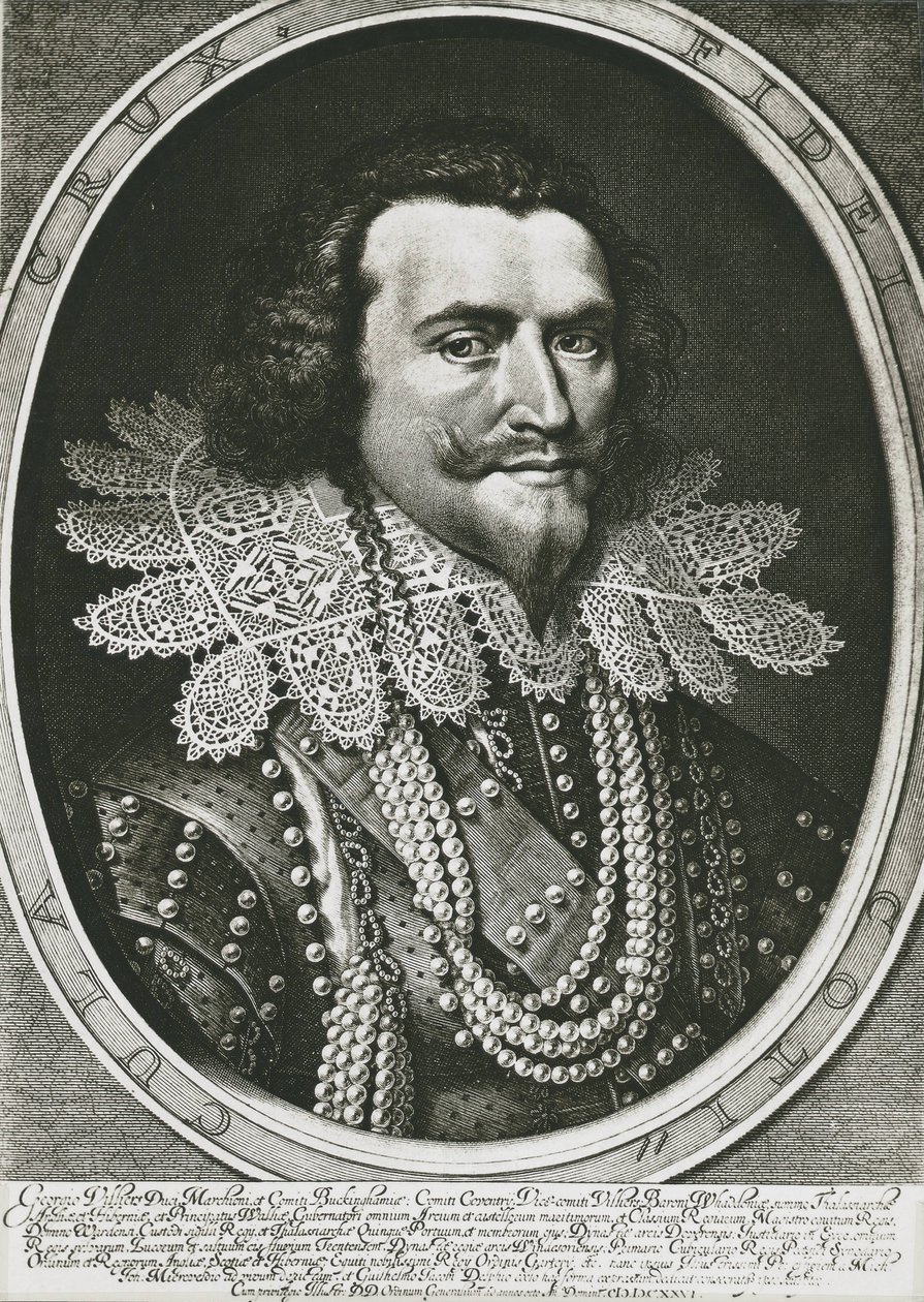 バッキンガム公ジョージ・ヴィリアーズ（1592-1628）。イギリスの政治家、ジェームズ1世とチャールズ1世の寵臣。 作： アーティスト不明