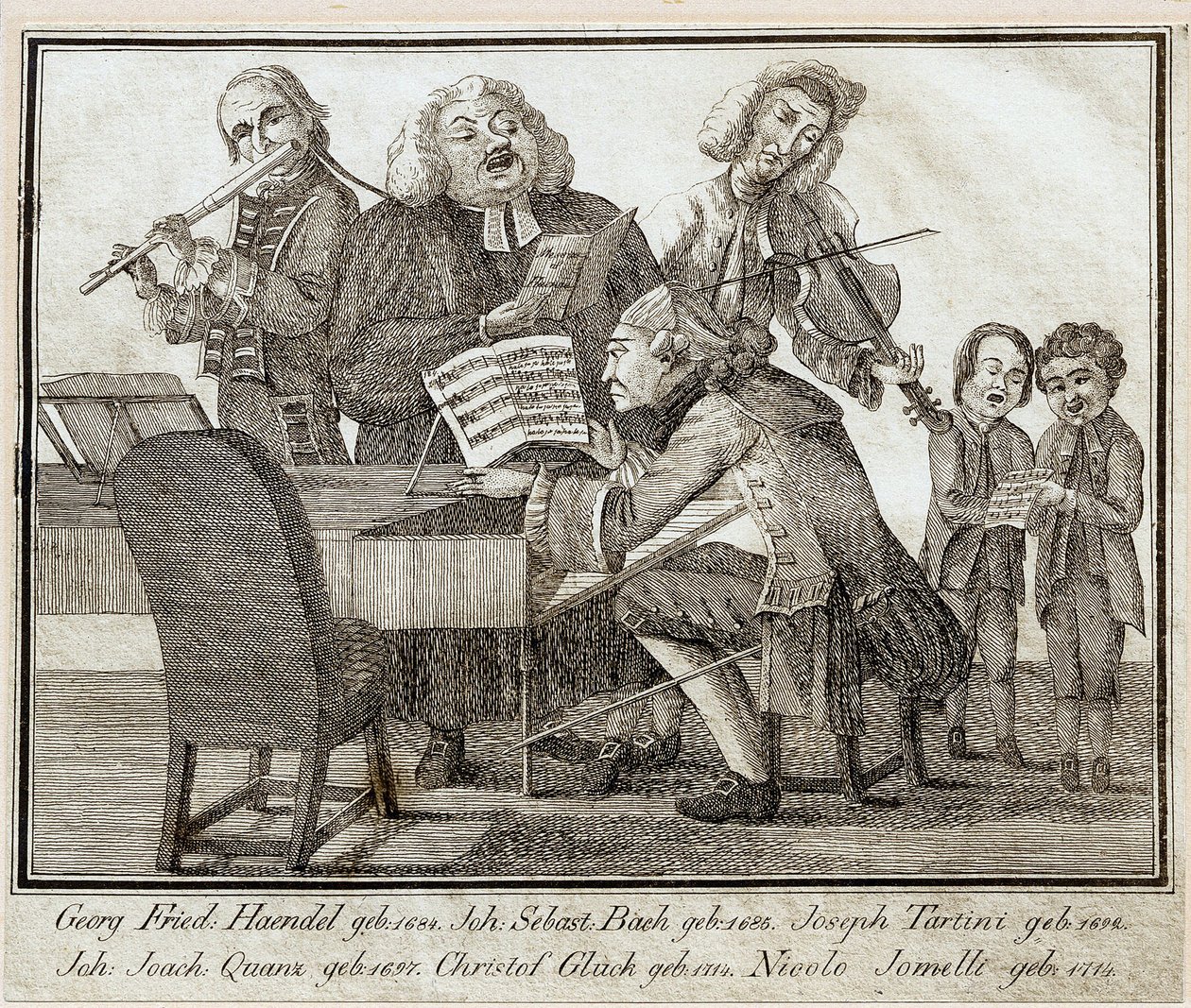 ゲオルク・フリードリヒ・ヘンデル（1685-1759）（紙に水彩、インク） 作： アーティスト不明