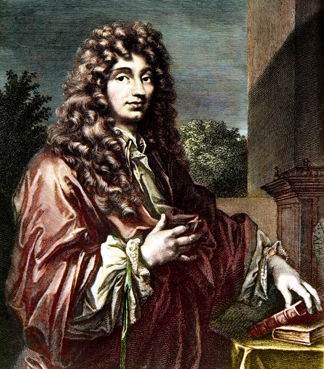 CHRISTIAN HUYGENS (1629-1695) - オランダの数学者、物理学者、天文学者の肖像 - Colored engraving - Christiaan Huygens - オランダの物理学者、数学者（1629-1695）の肖像。 作： アーティスト不明