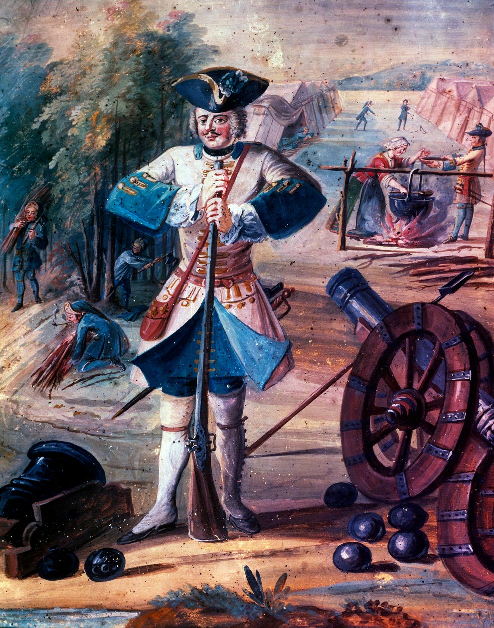 ルイ15世（1723-1774）連隊の歩兵擲弾兵の表現、1740年頃、詳細、1740年頃（油彩・カンヴァス） 作： アーティスト不明