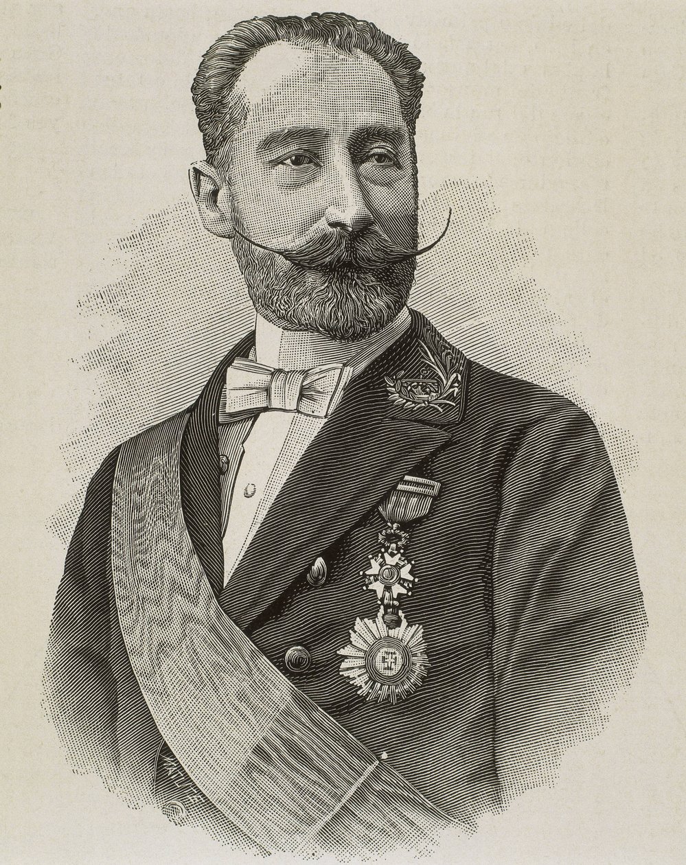 サルバドール・ロドリガネス、アモス（1845-1922）。スペインの政治家、エンジニア。エングレーヴィング。 作： アーティスト不明