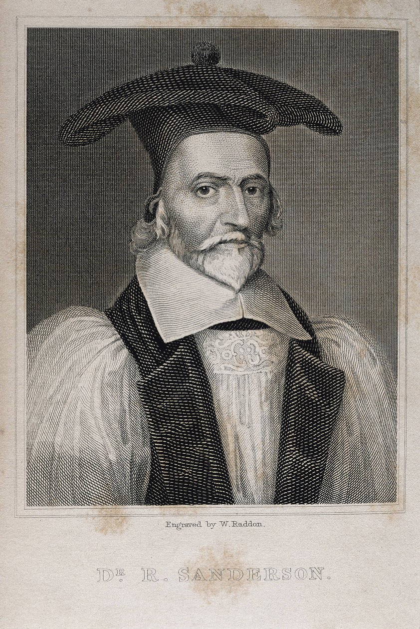 サンダーソン、ロバート（1587-1663）。イギリスの神学者、詭弁家。エングレーヴィング。 作： アーティスト不明