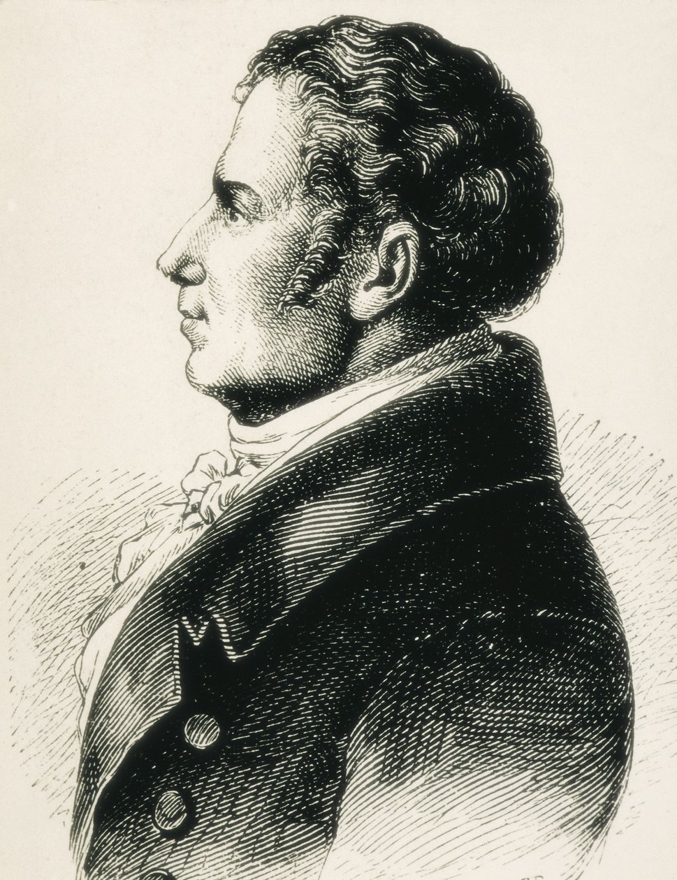 SCHLEGEL, August Wilhelm von (1767-1845)。ドイツのロマン主義理論家。エッチング 作： アーティスト不明