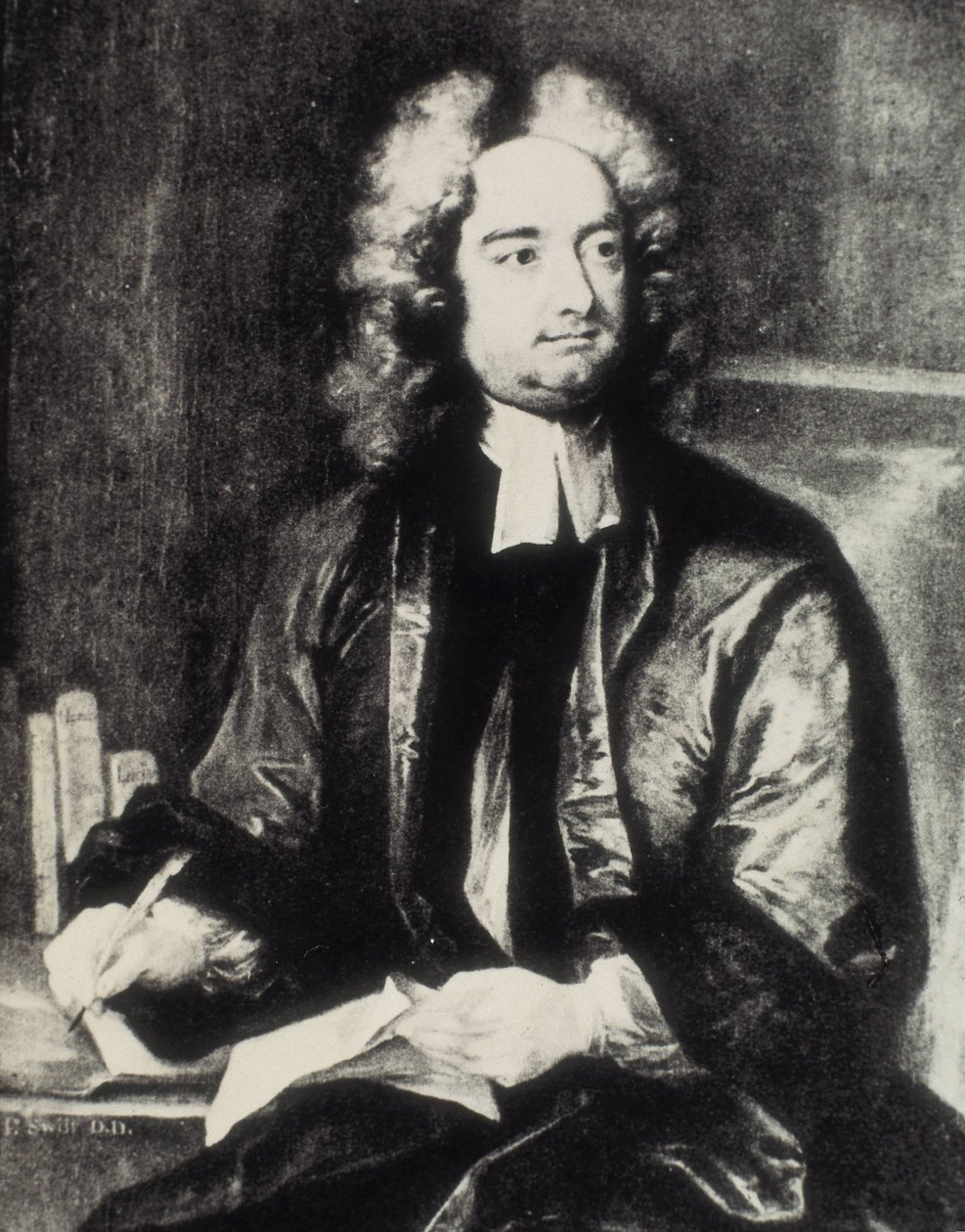 スウィフト、ジョナサン（1667-1745）。アイルランドの聖職者、風刺作家。チャールズ・ジャーヴァス（1675-1739）の絵に描かれた、ダブリンの聖パトリック大聖堂の学長としての肖像画。エングレーヴィング。個人蔵 作： アーティスト不明