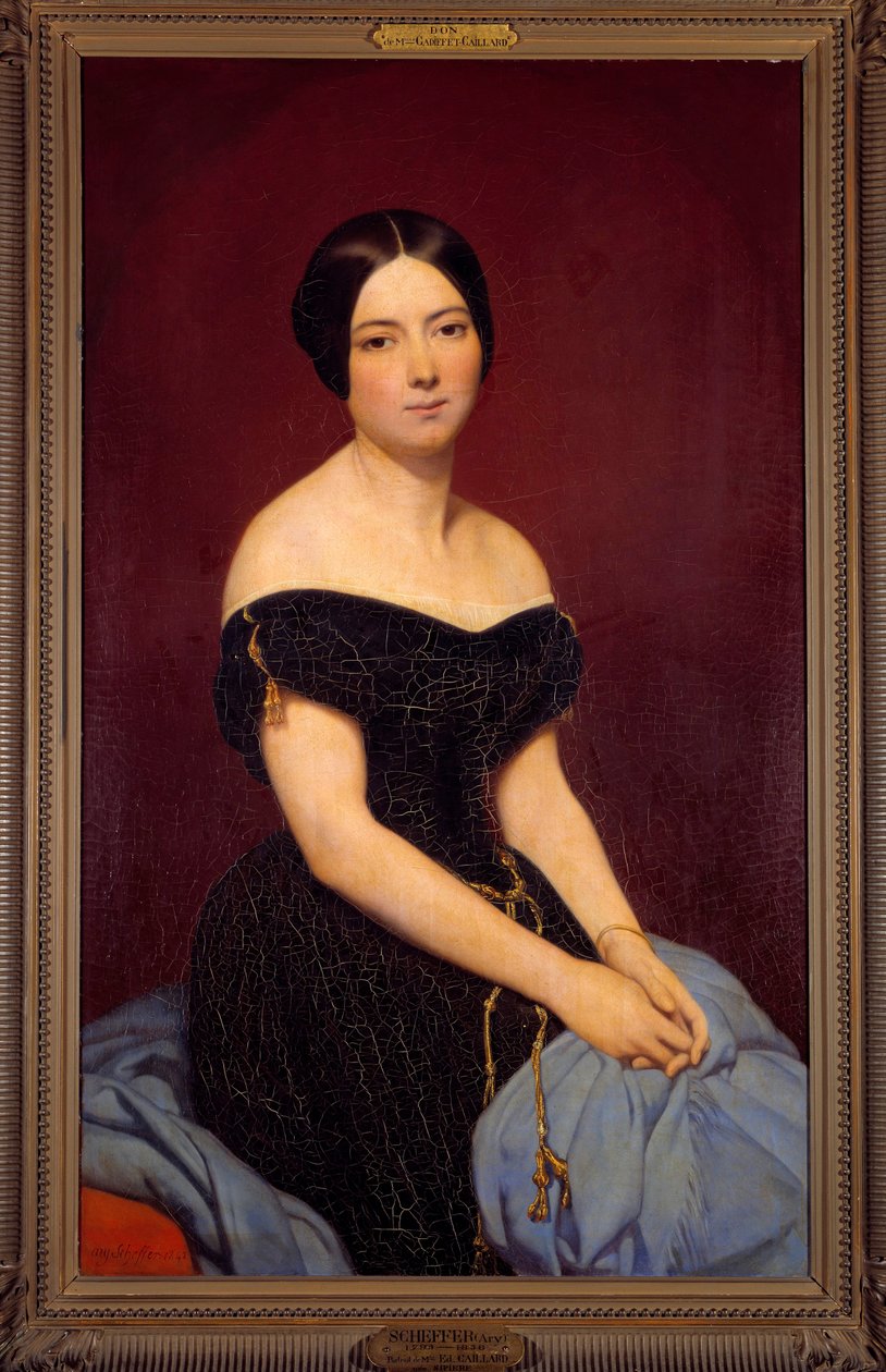 エドモン・カイヤール夫人（旧シピエール）の肖像 アリー・シェフェール（1795-1858）の絵画 1842年 日。1,18x0,74 m パリ、カルナヴァレ美術館 作： アリー・シェファー