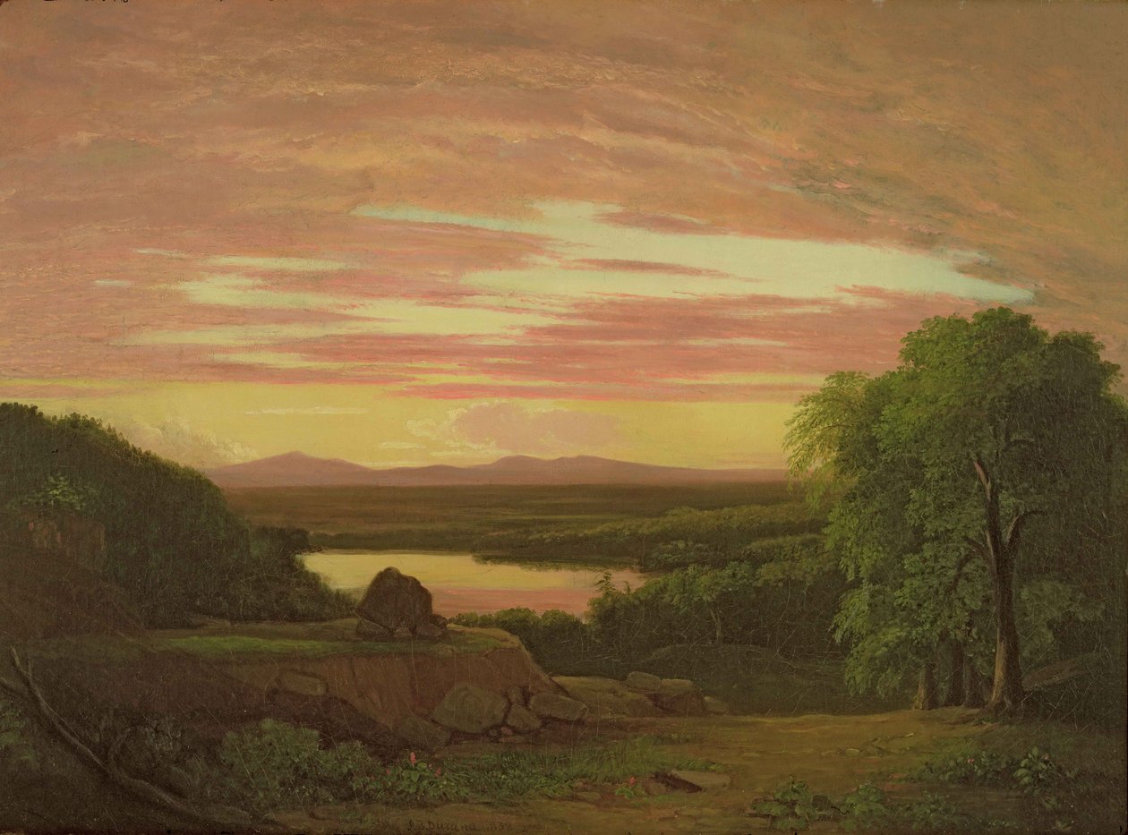 風景、日没、1838 作： アッシャー・ブラウン・デュランド