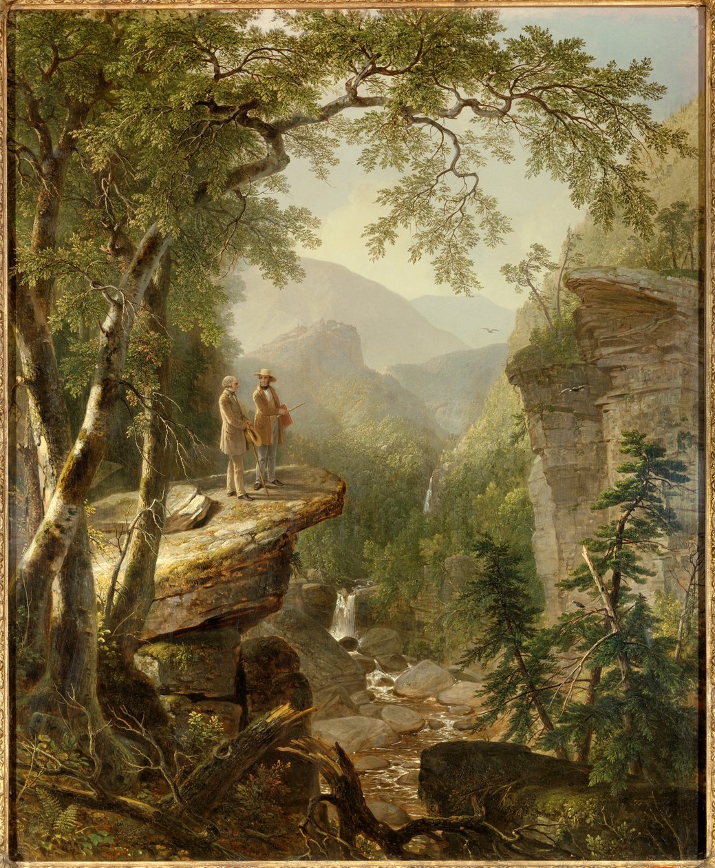 Brüderlichkeit des Geistes. Der Maler Thomas Cole (1801-1848) und der Dichter William Cullen Bryant (1794-1878) interagieren in einer romantischen Landschaft. Privatbesitz - Verwandte Geister. Der große Künstler des Hudson River von Asher Brown Durand