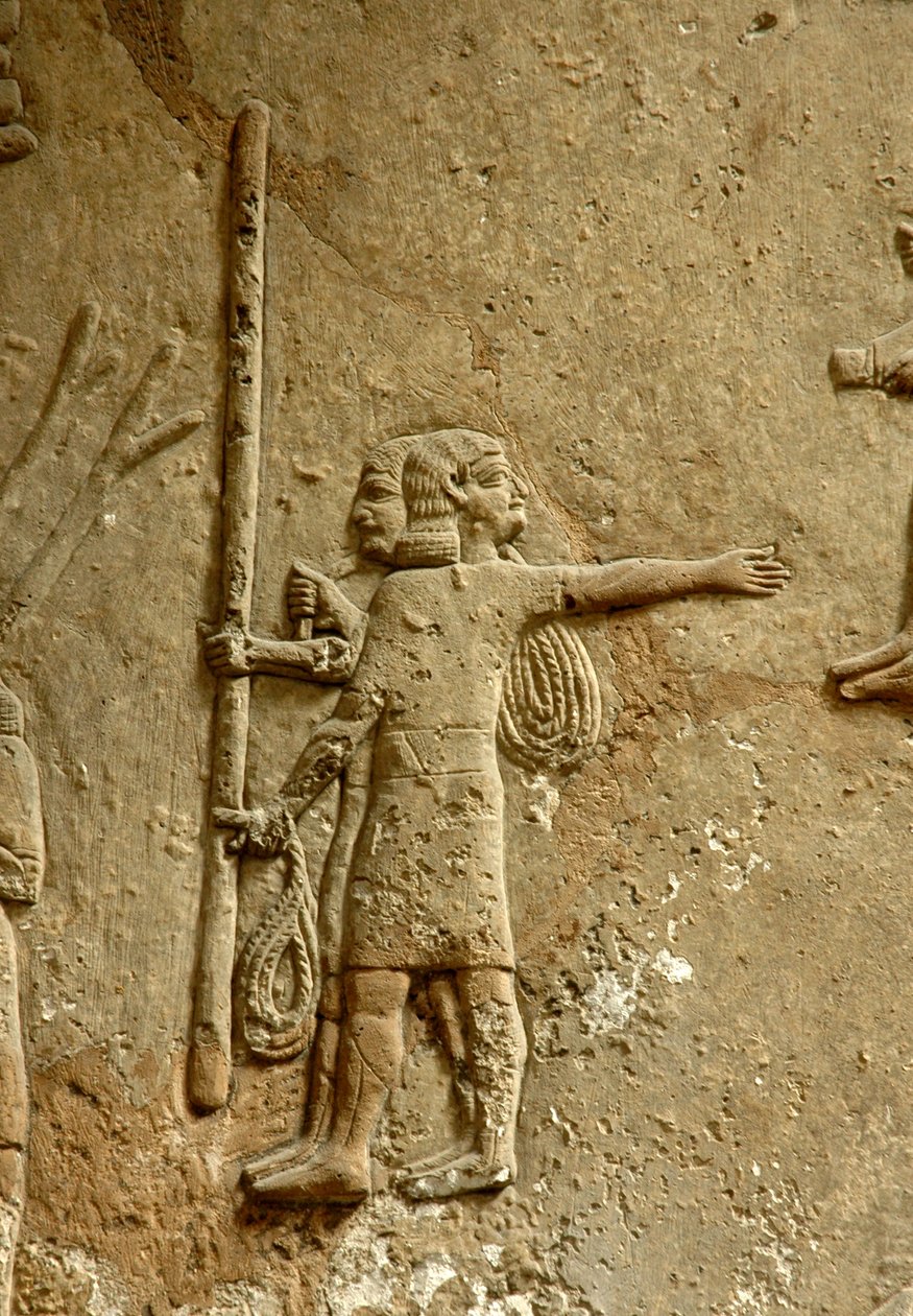 建設現場を描いたレリーフ、アシュルバニパル宮殿、ニネベ、紀元前645年頃 作： アッシリア人