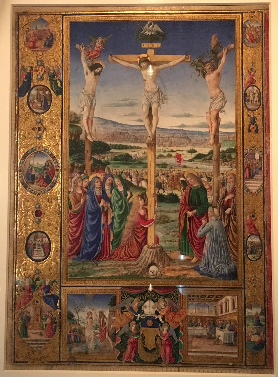 磔刑像、トマス・ジェイムズのミサルの細密画。 作： Attavante degli Attavanti