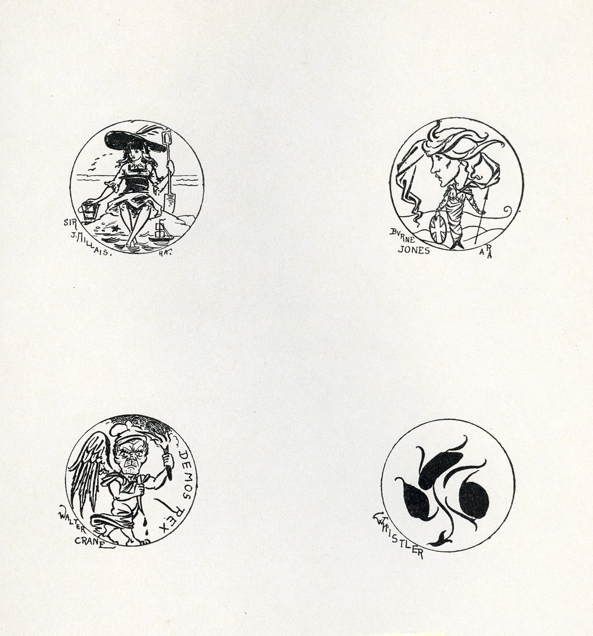 新しい貨幣の4つのデザイン、1893 作： オーブリービアズリー