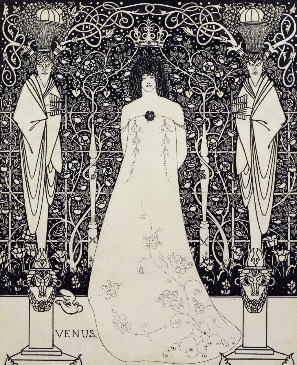 「ヴィーナスとタンハウザー」の前絵、1895年頃（ペンとインク） 作： オーブリービアズリー