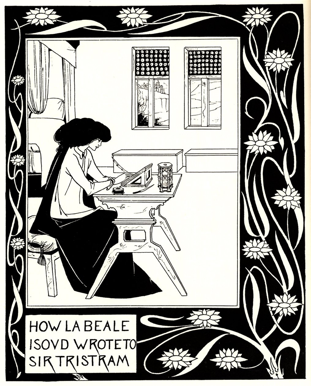La Beale IsoudがTristram卿にどのように書いたか。トーマス卿の本「Le Morte dArthur」のイラスト 作： オーブリービアズリー